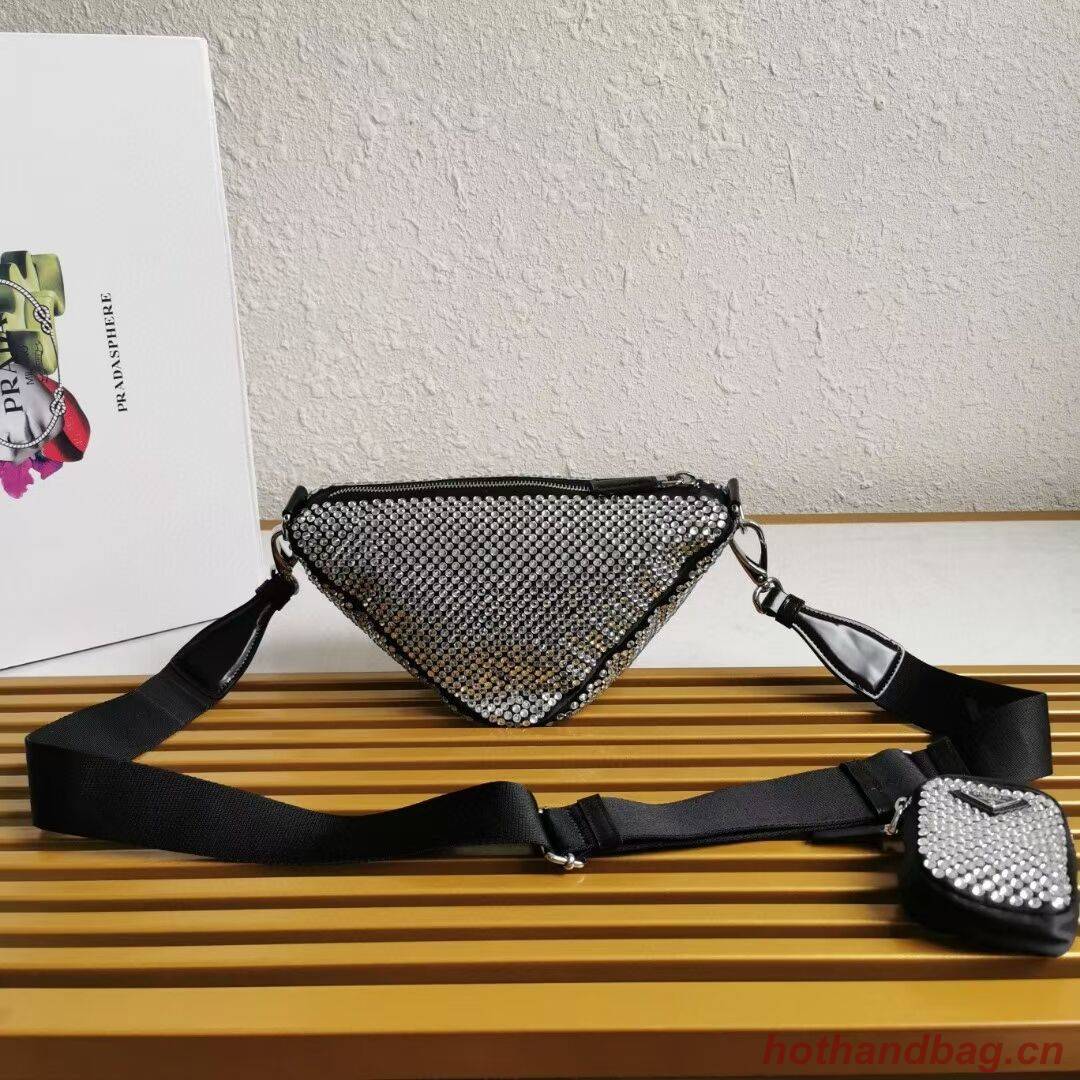 Prada with artificial crystals shoulder bag 1AH190 black Prada with artificial crystals shoulder bag 1AH190 black