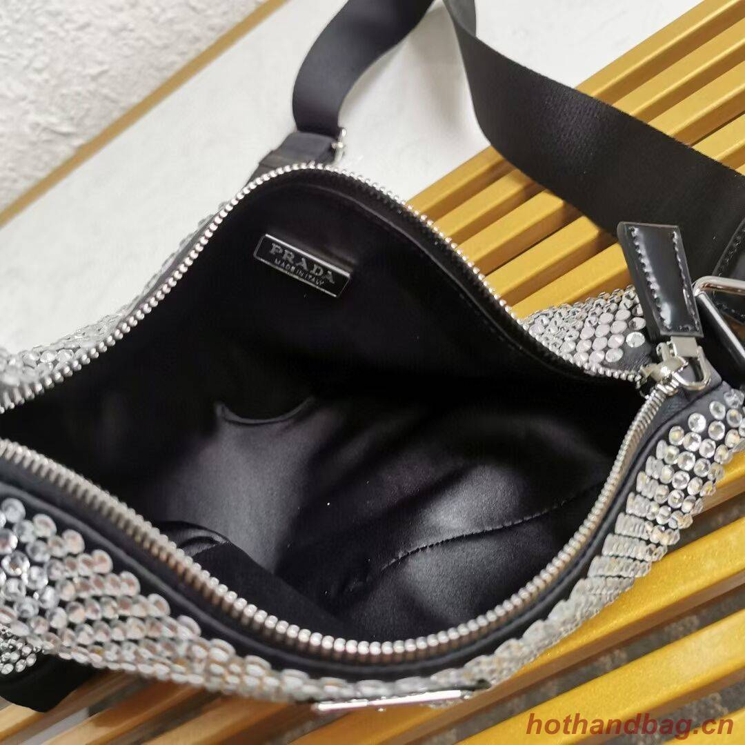 Prada with artificial crystals shoulder bag 1AH190 black Prada with artificial crystals shoulder bag 1AH190 black