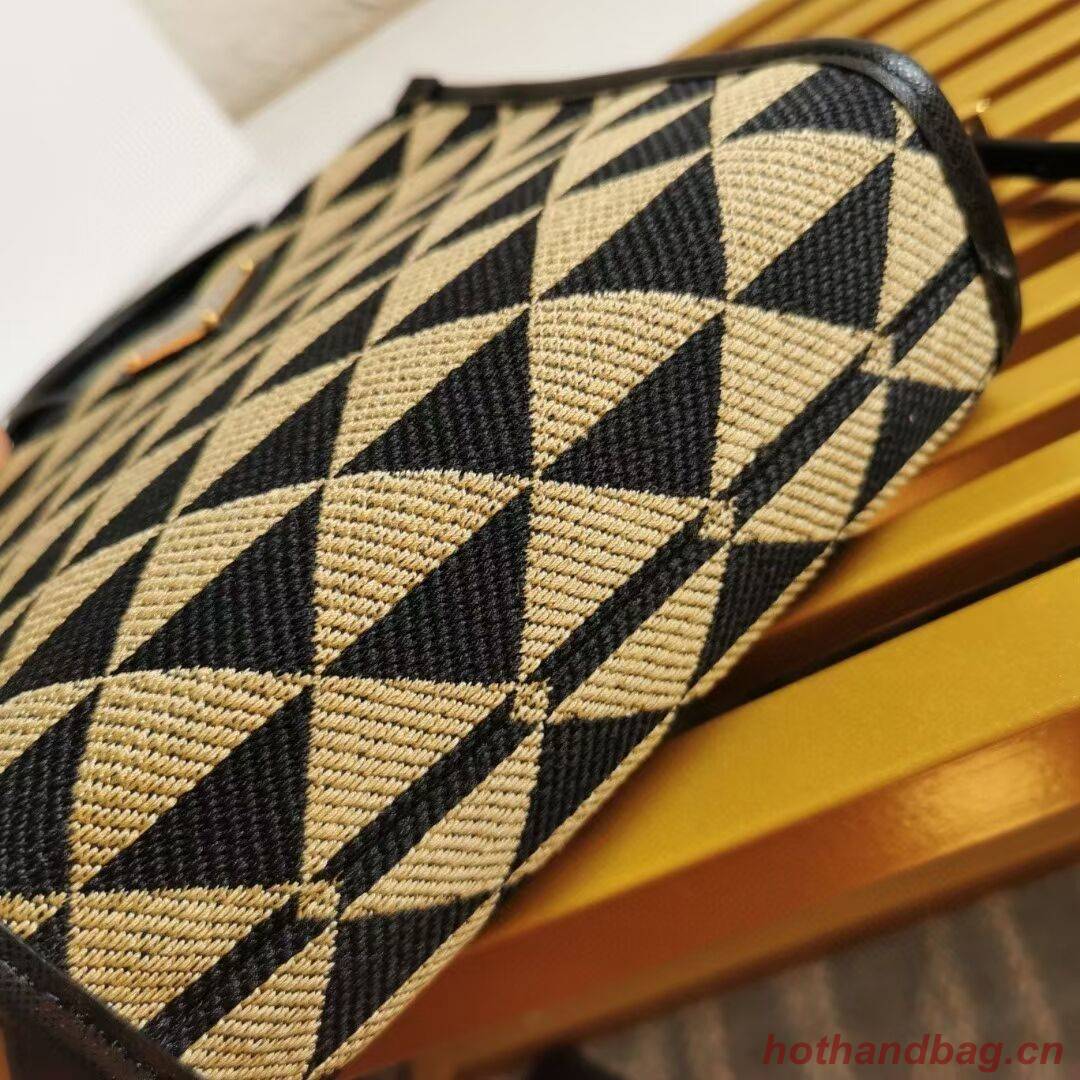 Prada Symbole jacquard fabric micro bag 1BA355 Black&Beige Prada Symbole jacquard fabric micro bag 1BA355 Black&Beige