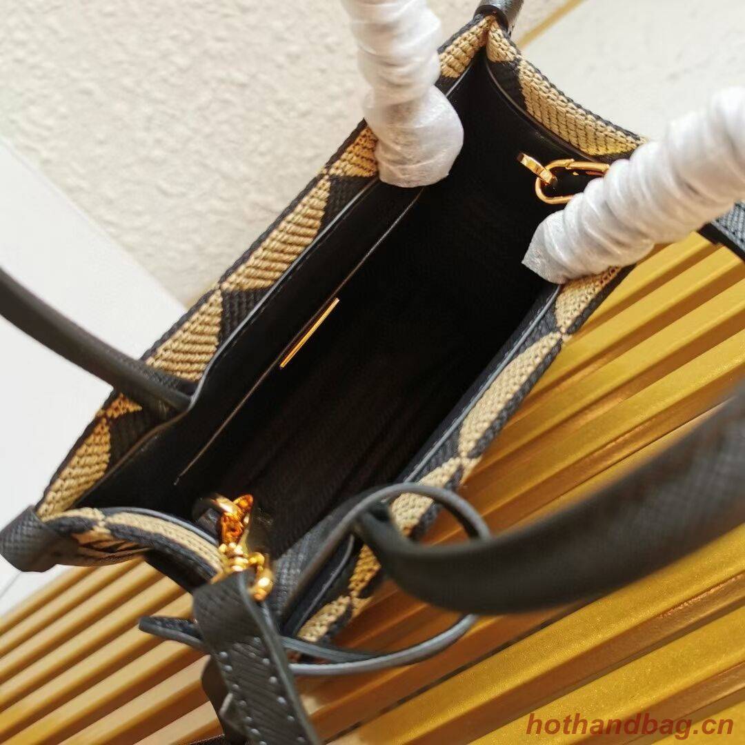 Prada Symbole jacquard fabric micro bag 1BA355 Black&Beige Prada Symbole jacquard fabric micro bag 1BA355 Black&Beige