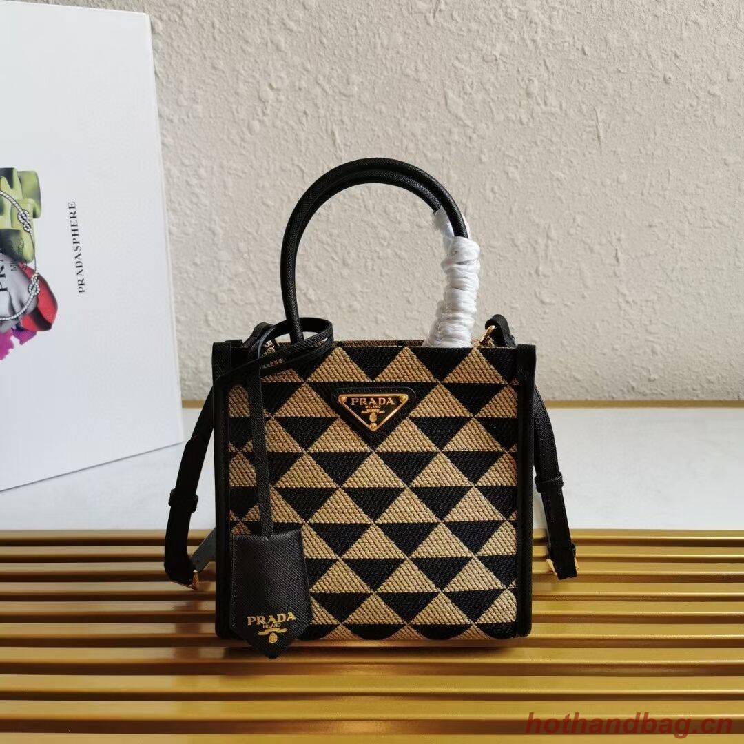 Prada Symbole jacquard fabric micro bag 1BA355 Black&Beige Prada Symbole jacquard fabric micro bag 1BA355 Black&Beige
