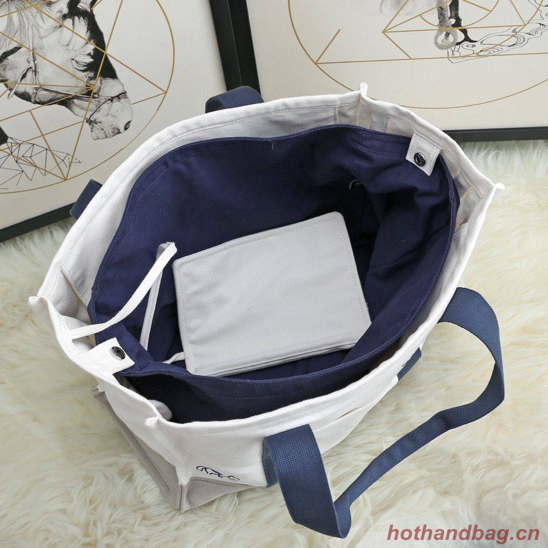 Hermes Adada Nappy Canvas Shopping Bag H5635 Navy&White Hermes Adada Nappy Canvas Shopping Bag H5635 Navy&White
