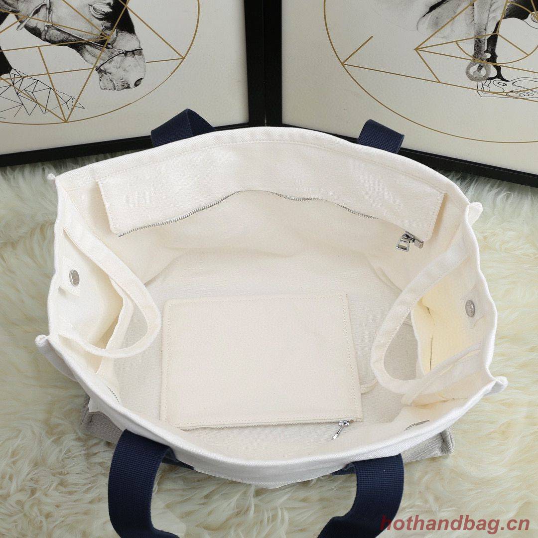 Hermes Adada Nappy Canvas Shopping Bag H5635 Navy&White Hermes Adada Nappy Canvas Shopping Bag H5635 Navy&White