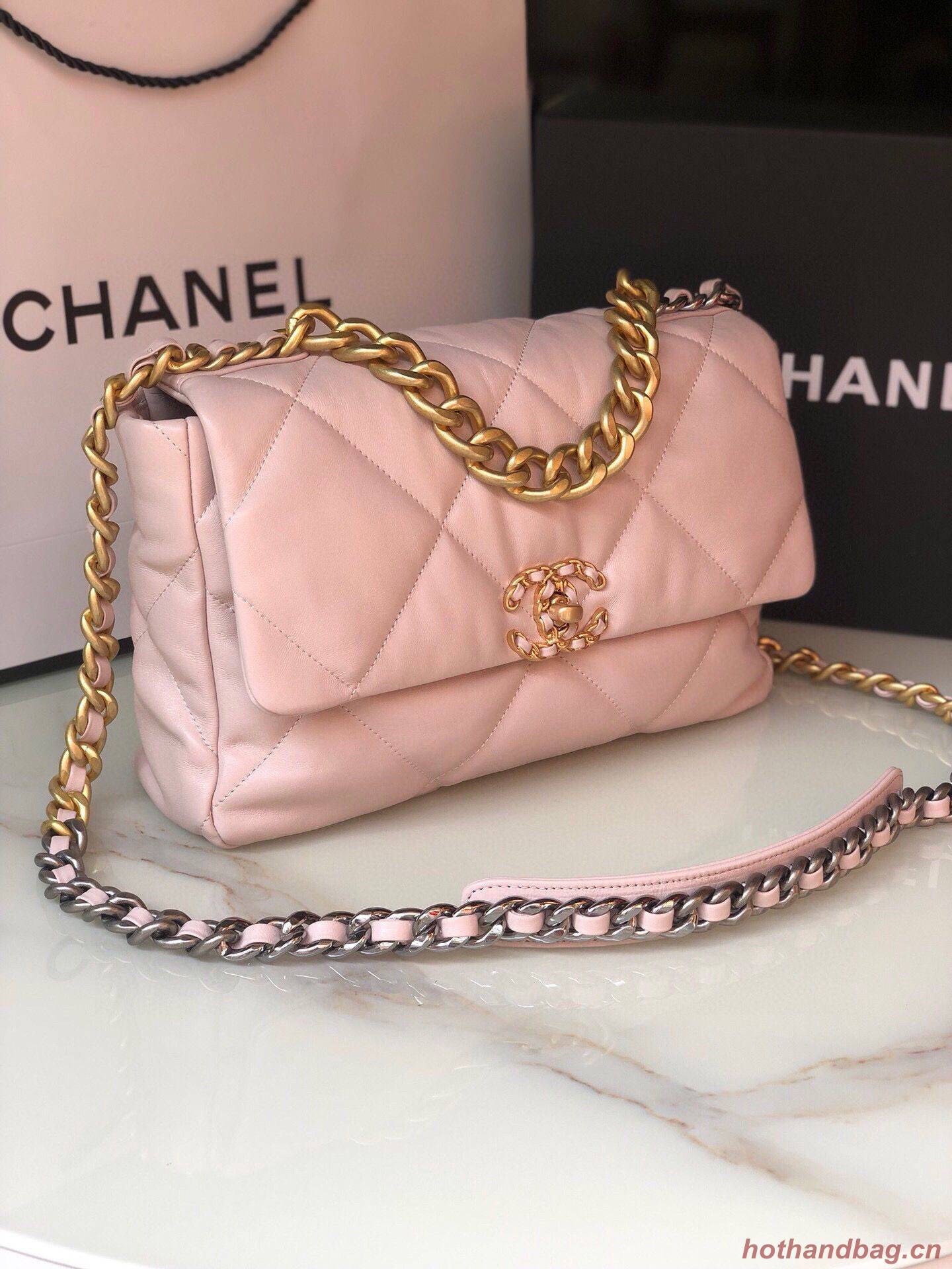 CHANEL Original Lambskin 19 Flap Bag AS1160 AS1161 light Pink CHANEL Original Lambskin 19 Flap Bag AS1160 AS1161 light Pink