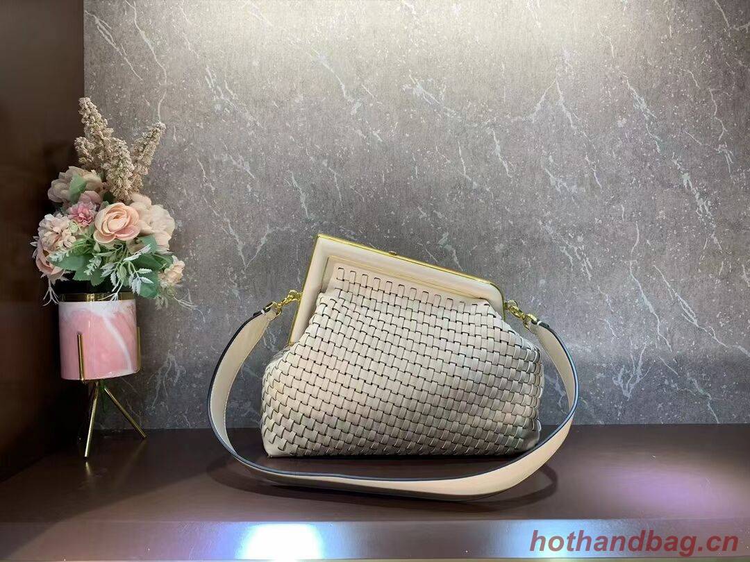 FENDI FIRST MEDIUM Mint leather interlace bag 8BP127AB cream FENDI FIRST MEDIUM Mint leather interlace bag 8BP127AB cream