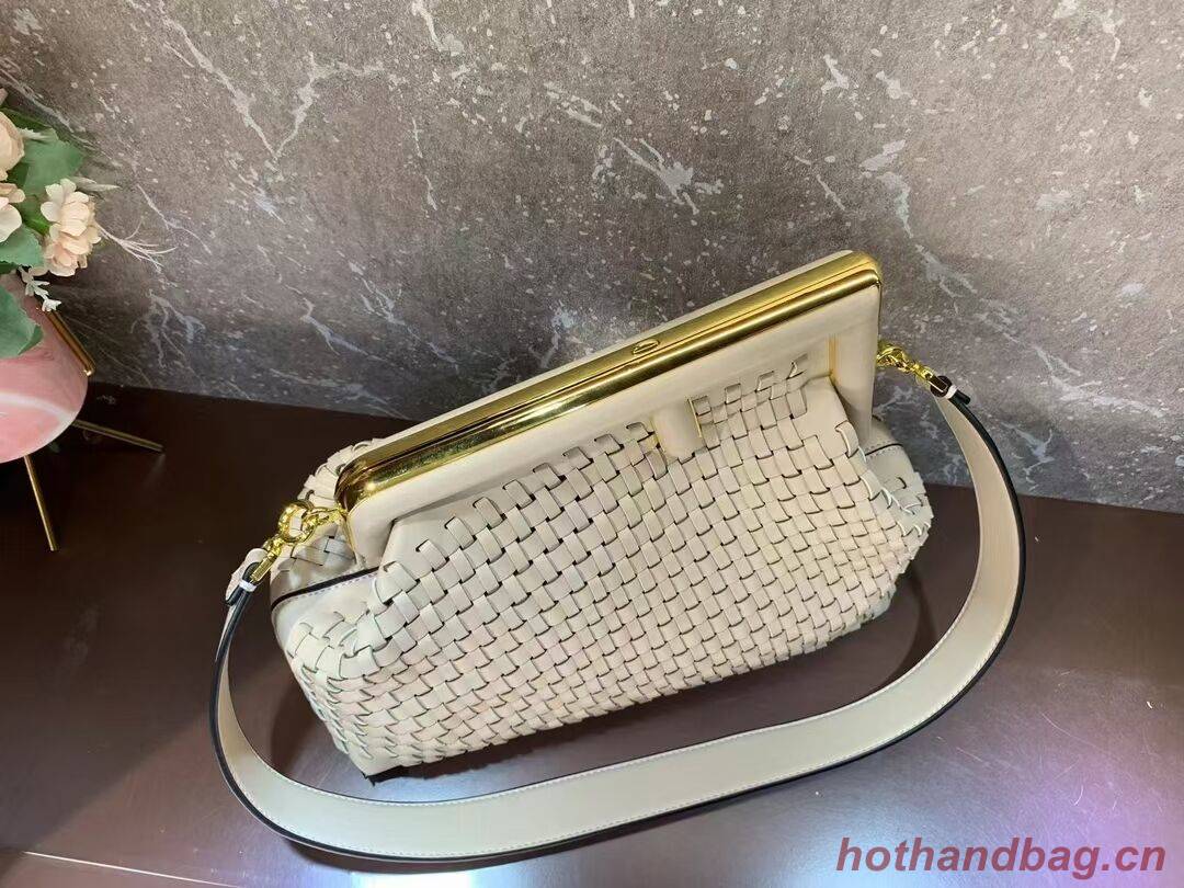 FENDI FIRST MEDIUM Mint leather interlace bag 8BP127AB cream FENDI FIRST MEDIUM Mint leather interlace bag 8BP127AB cream