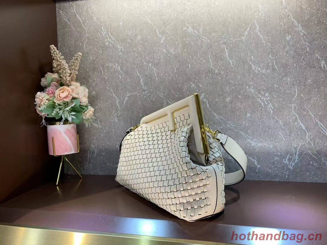 FENDI FIRST MEDIUM Mint leather interlace bag 8BP127AB cream FENDI FIRST MEDIUM Mint leather interlace bag 8BP127AB cream