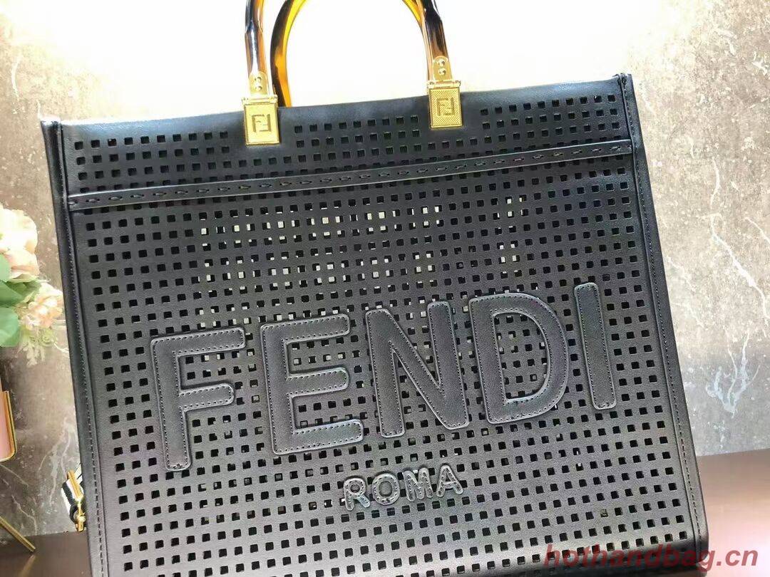 Fendi Sunshine Medium Two-toned perforated leather shopper 8BH386A black Fendi Sunshine Medium Two-toned perforated leather shopper 8BH386A black