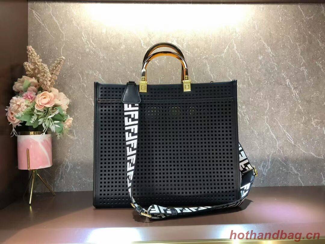 Fendi Sunshine Medium Two-toned perforated leather shopper 8BH386A black Fendi Sunshine Medium Two-toned perforated leather shopper 8BH386A black