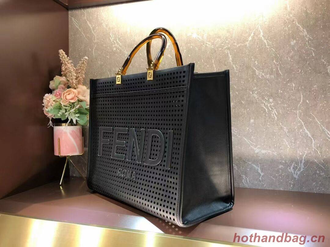 Fendi Sunshine Medium Two-toned perforated leather shopper 8BH386A black Fendi Sunshine Medium Two-toned perforated leather shopper 8BH386A black