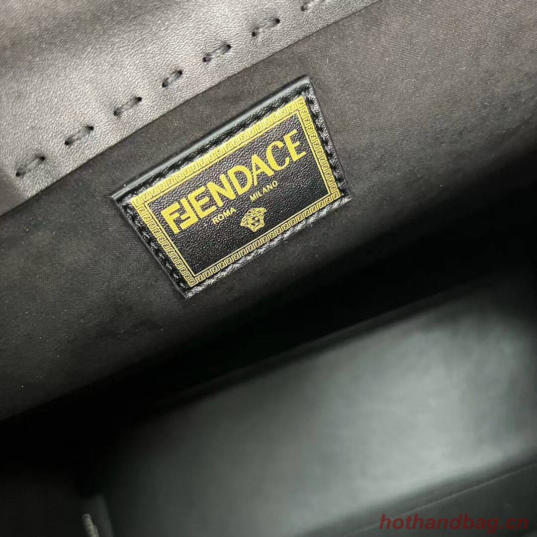 Fendi Sunshine Medium Fendace Printed black leather Logo shopper F0873 black Fendi Sunshine Medium Fendace Printed black leather Logo shopper F0873 black