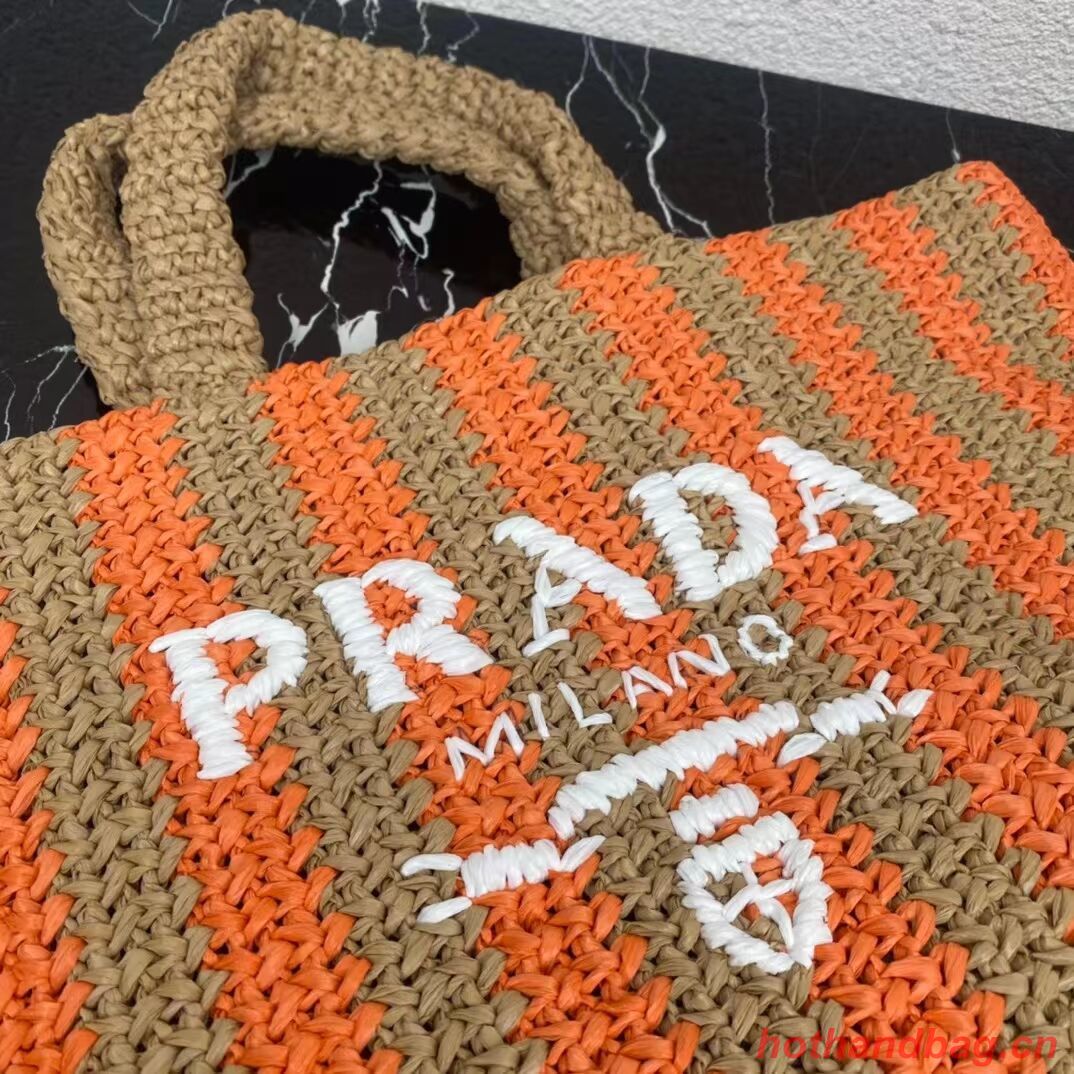 Prada Raffia tote bag 1NE229 orange Prada Raffia tote bag 1NE229 orange