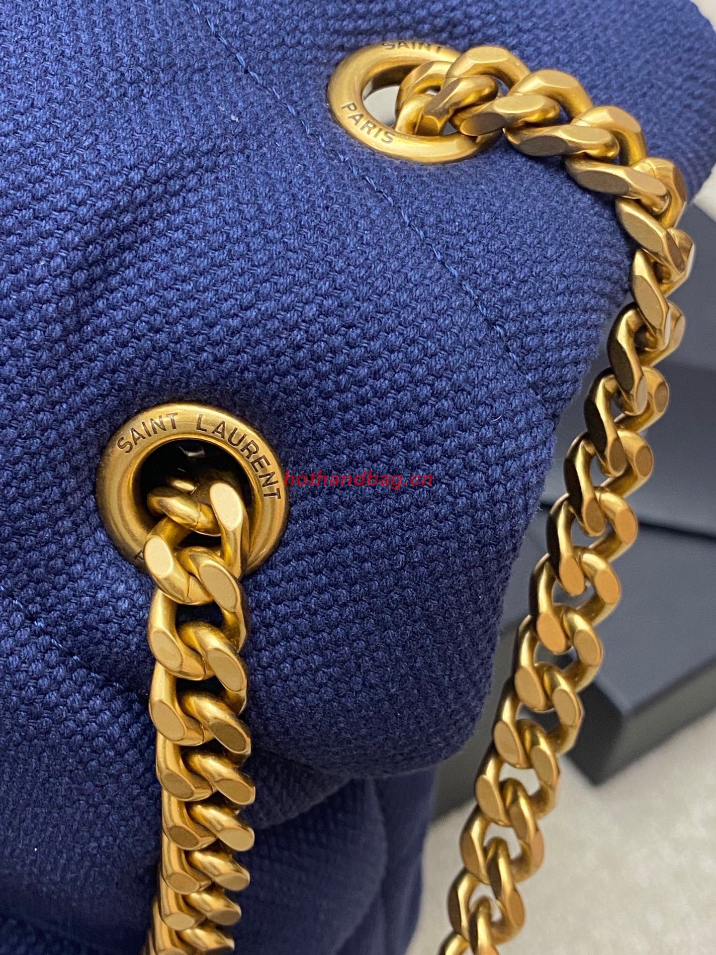 SAINT LAURENT LOULOU LARGE CHAIN BAG IN CANVAS 577475 BLUE SAINT LAURENT LOULOU LARGE CHAIN BAG IN CANVAS 577475 BLUE