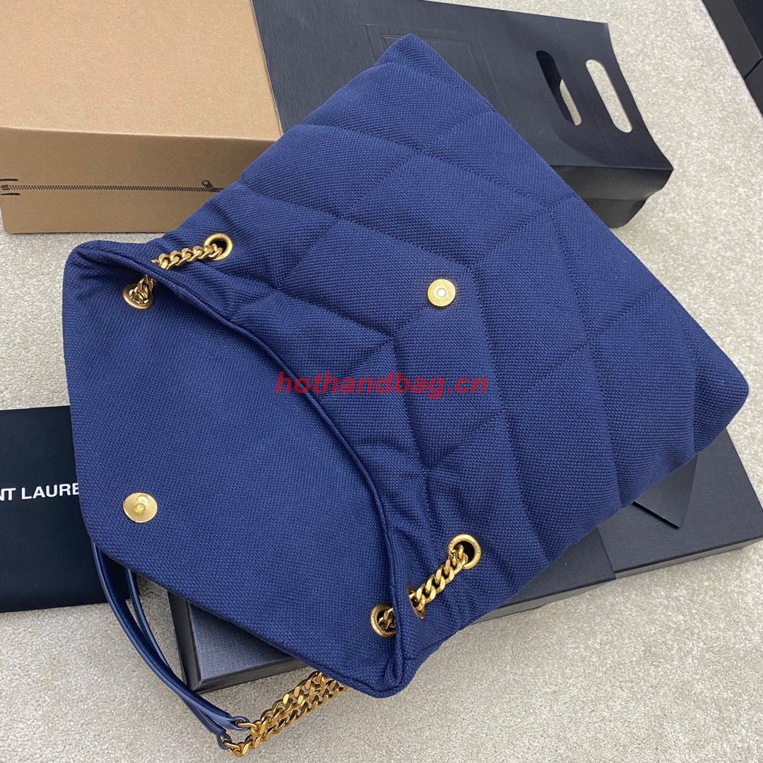 SAINT LAURENT LOULOU LARGE CHAIN BAG IN CANVAS 577475 BLUE SAINT LAURENT LOULOU LARGE CHAIN BAG IN CANVAS 577475 BLUE