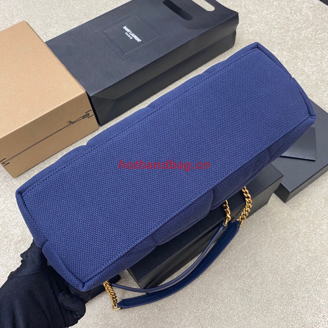 SAINT LAURENT LOULOU LARGE CHAIN BAG IN CANVAS 577475 BLUE SAINT LAURENT LOULOU LARGE CHAIN BAG IN CANVAS 577475 BLUE