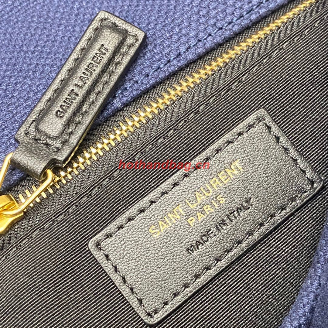 SAINT LAURENT LOULOU LARGE CHAIN BAG IN CANVAS 577475 BLUE SAINT LAURENT LOULOU LARGE CHAIN BAG IN CANVAS 577475 BLUE