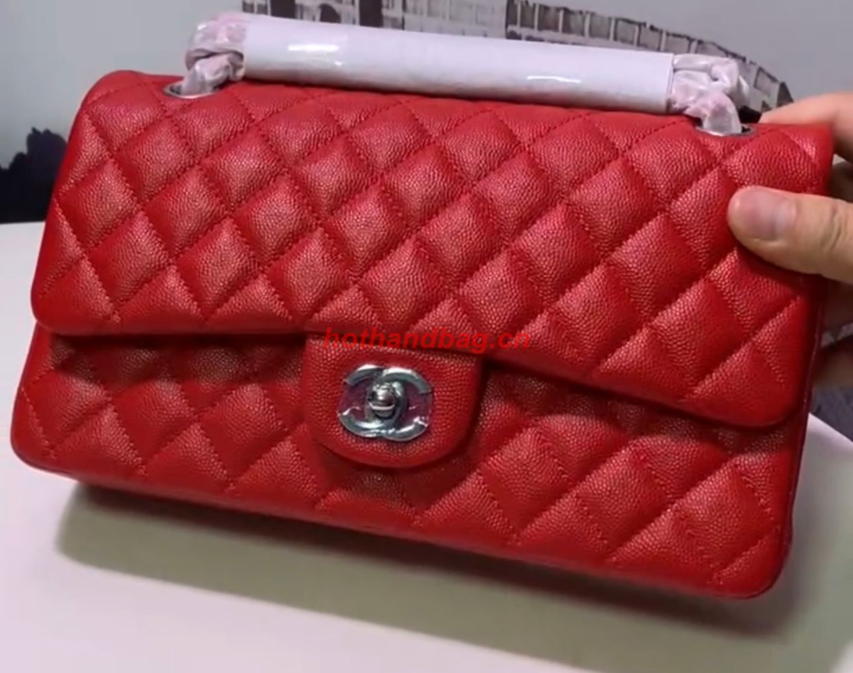 Chanel Flap Shoulder Bag Original Caviar leather A1112 Red Chanel Flap Shoulder Bag Original Caviar leather A1112 Red