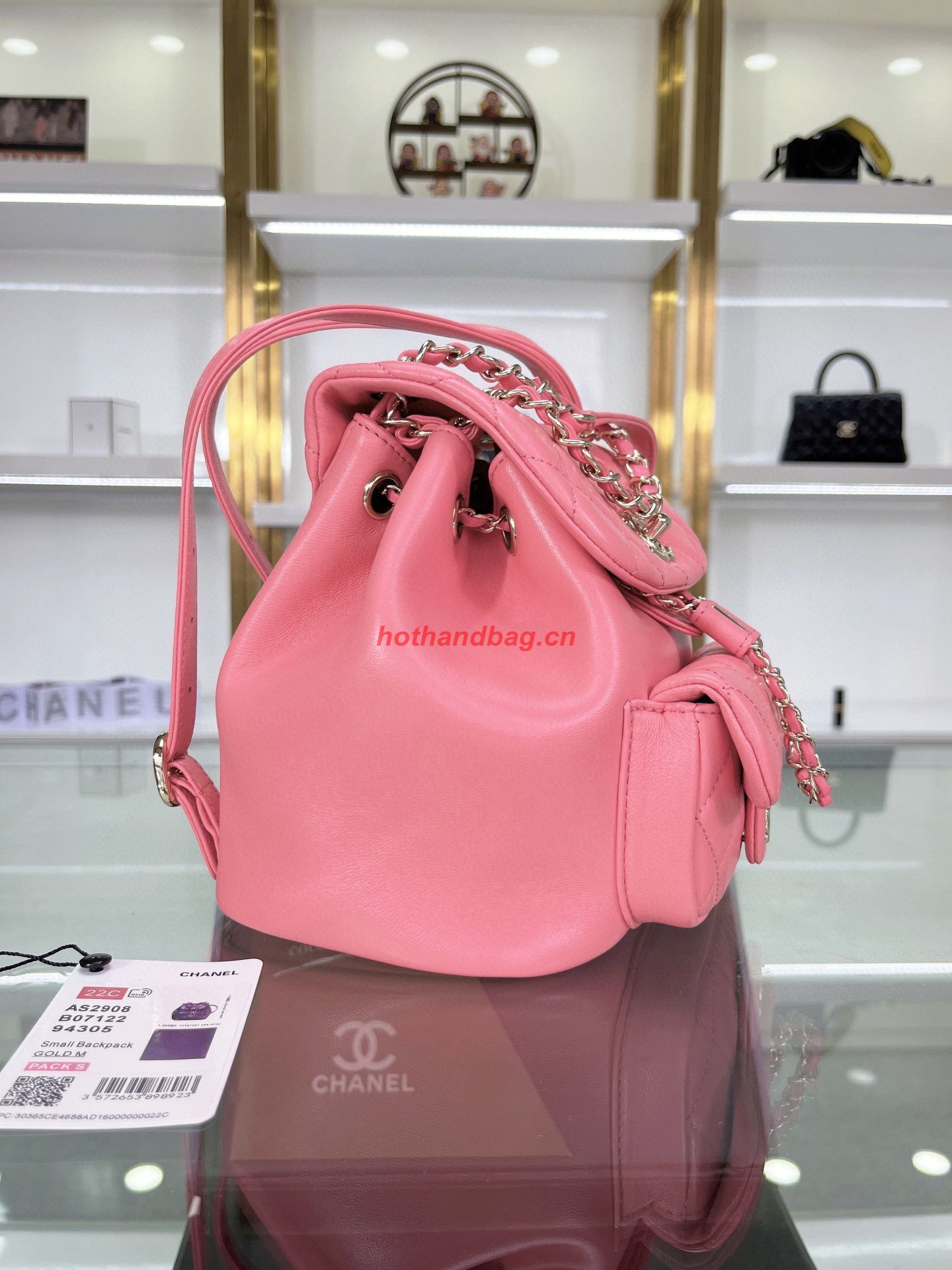 Chanel Backpack Sheepskin Original Leather AS2908 Pink Chanel Backpack Sheepskin Original Leather AS2908 Pink
