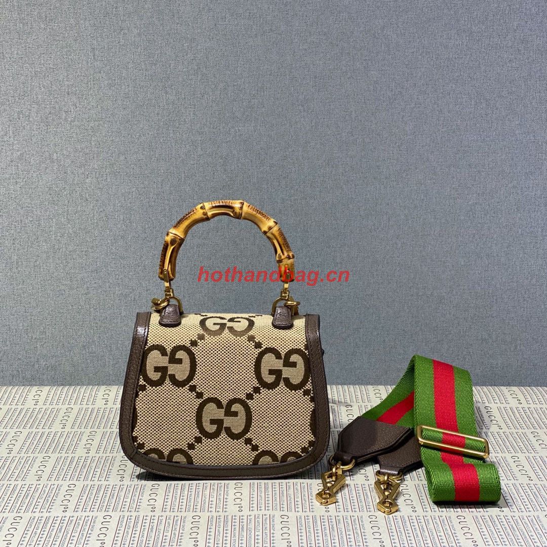 Gucci Bamboo 1947 Jumbo GG Mini Top Handle Bag 686864 Brown Gucci Bamboo 1947 Jumbo GG Mini Top Handle Bag 686864 Brown