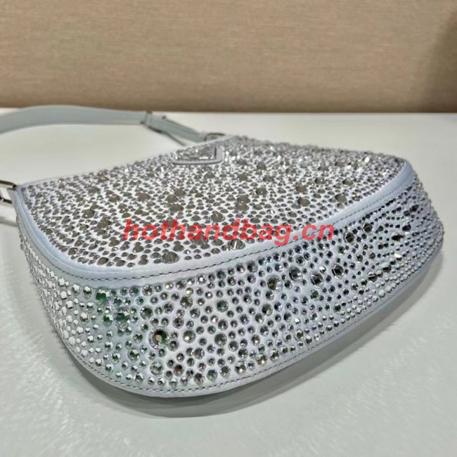 Prada Cleo satin bag with crystals 1BC169 silver