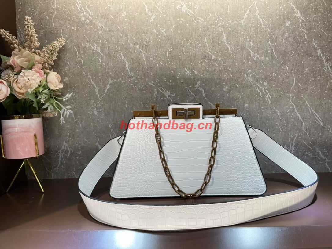 Fendi Peekaboo Cut Medium Alligator pattern bag 8BN340 WHITE Fendi Peekaboo Cut Medium Alligator pattern bag 8BN340 WHITE