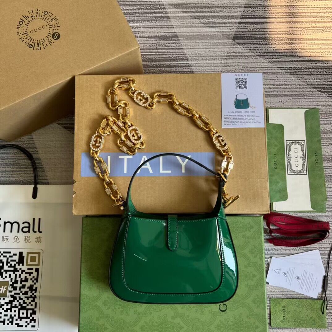 Gucci Jackie 1961 mini patent leather hobo bag 699651 Emerald green Gucci Jackie 1961 mini patent leather hobo bag 699651 Emerald green