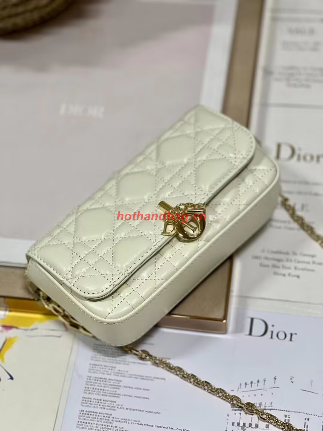 LADY DIOR PHONE POUCH Aesthetic Cannage Lambskin S0977ONM white LADY DIOR PHONE POUCH Aesthetic Cannage Lambskin S0977ONM white