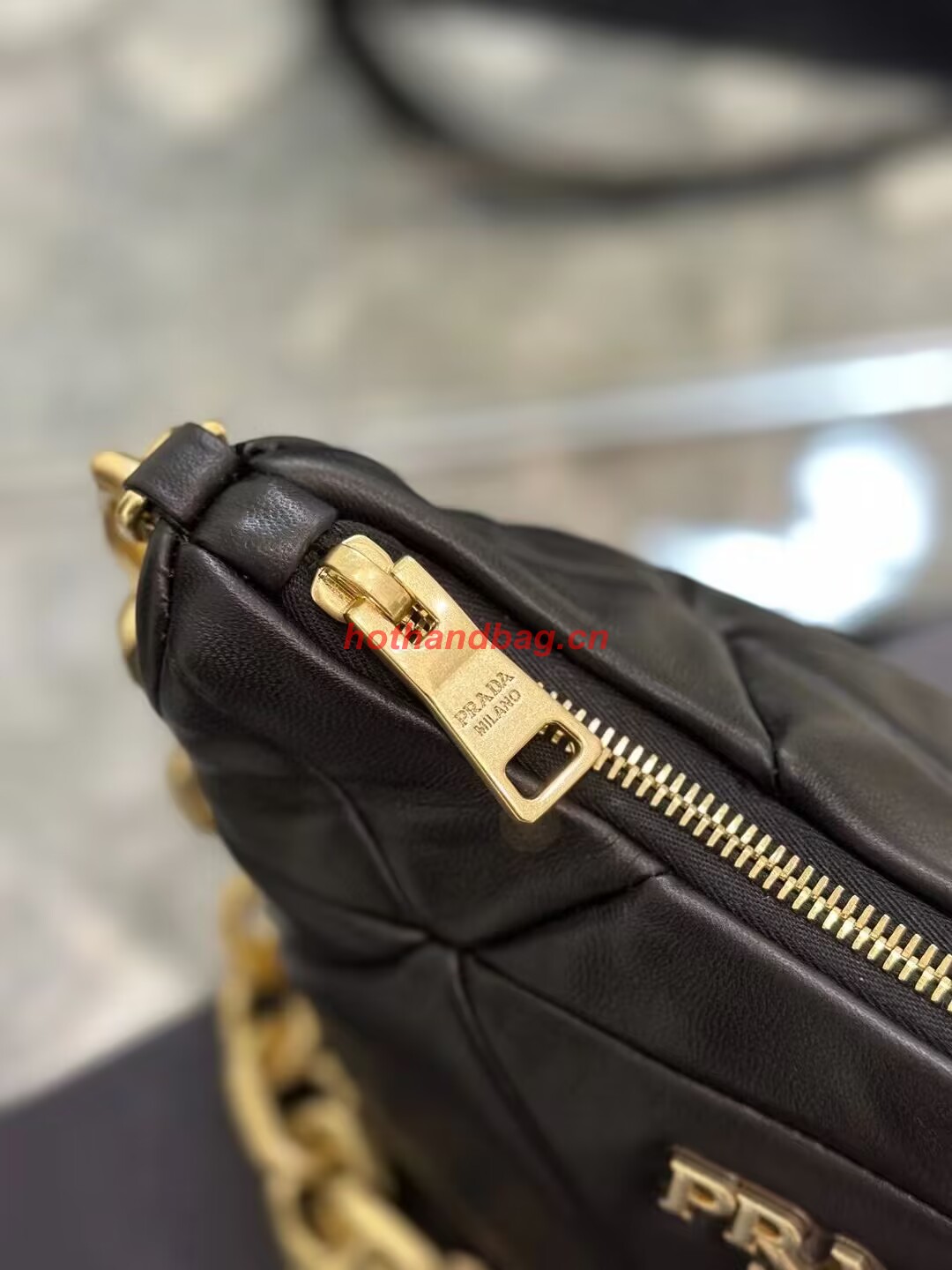 Prada leather shoulder bag 1BH117 black Prada leather shoulder bag 1BH117 black