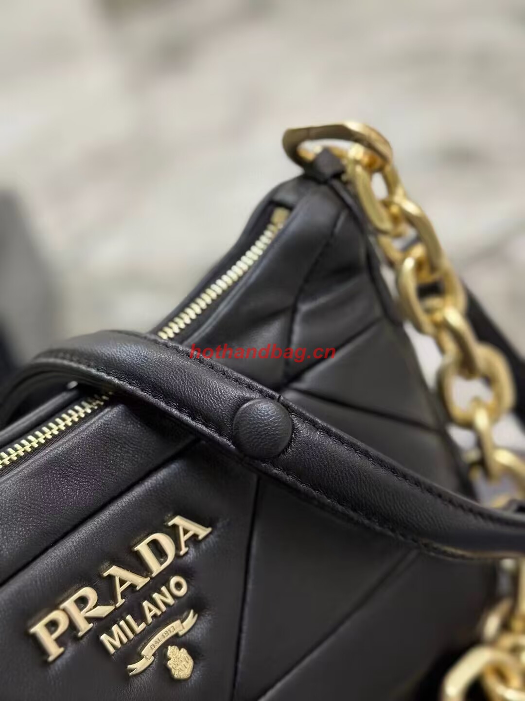 Prada leather shoulder bag 1BH117 black Prada leather shoulder bag 1BH117 black