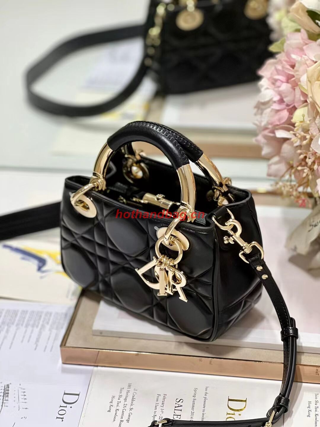 LADY DIOR TOP HANDLE SMALL BAG Cannage Lambskin C0620 black LADY DIOR TOP HANDLE SMALL BAG Cannage Lambskin C0620 black
