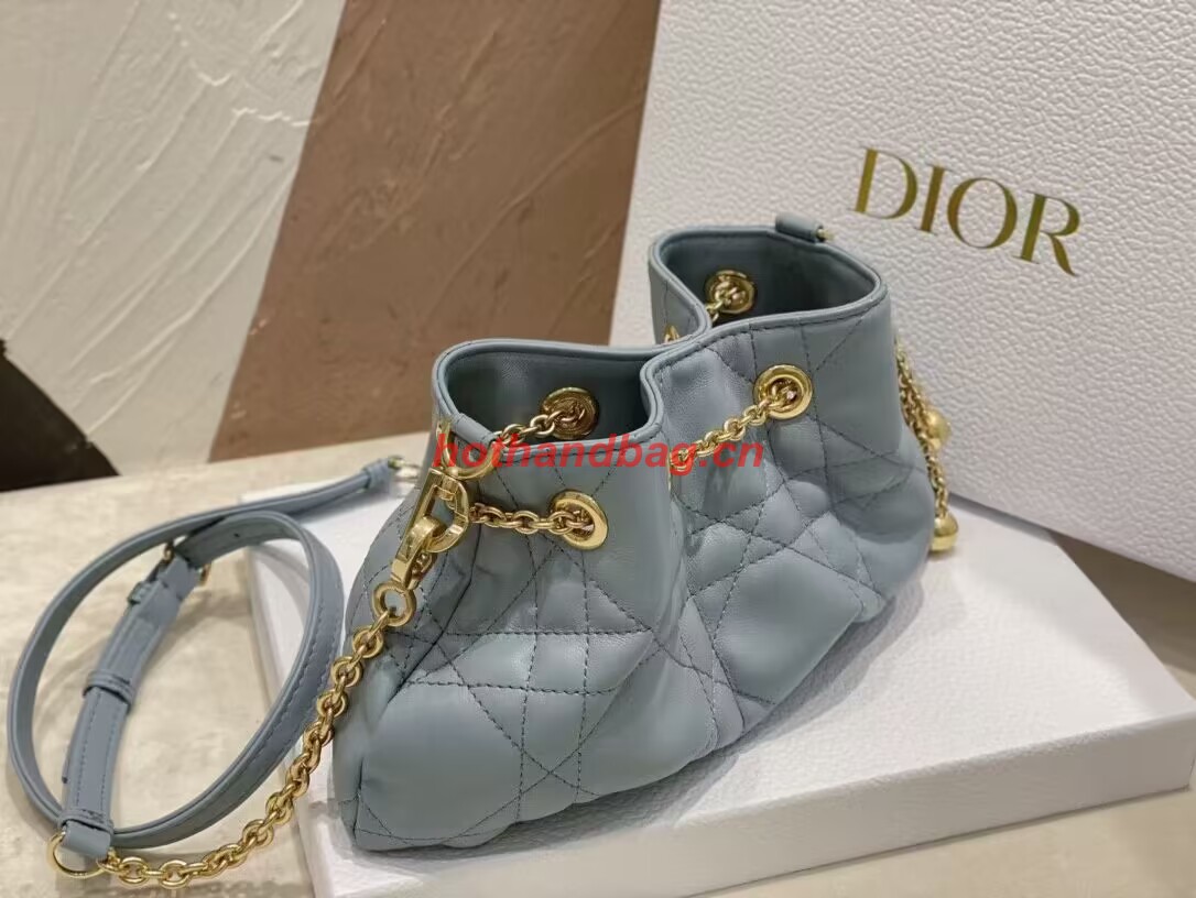 SMALL DIOR AMMI BAG Sand BLUESupple Macrocannage Lambskin M22567F SMALL DIOR AMMI BAG Sand BLUESupple Macrocannage Lambskin M22567F