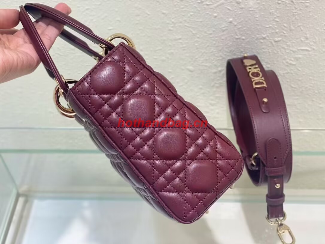 SMALL LADY DIOR MY ABCDIOR BAG Cannage Lambskin M0538ONG wine SMALL LADY DIOR MY ABCDIOR BAG Cannage Lambskin M0538ONG wine