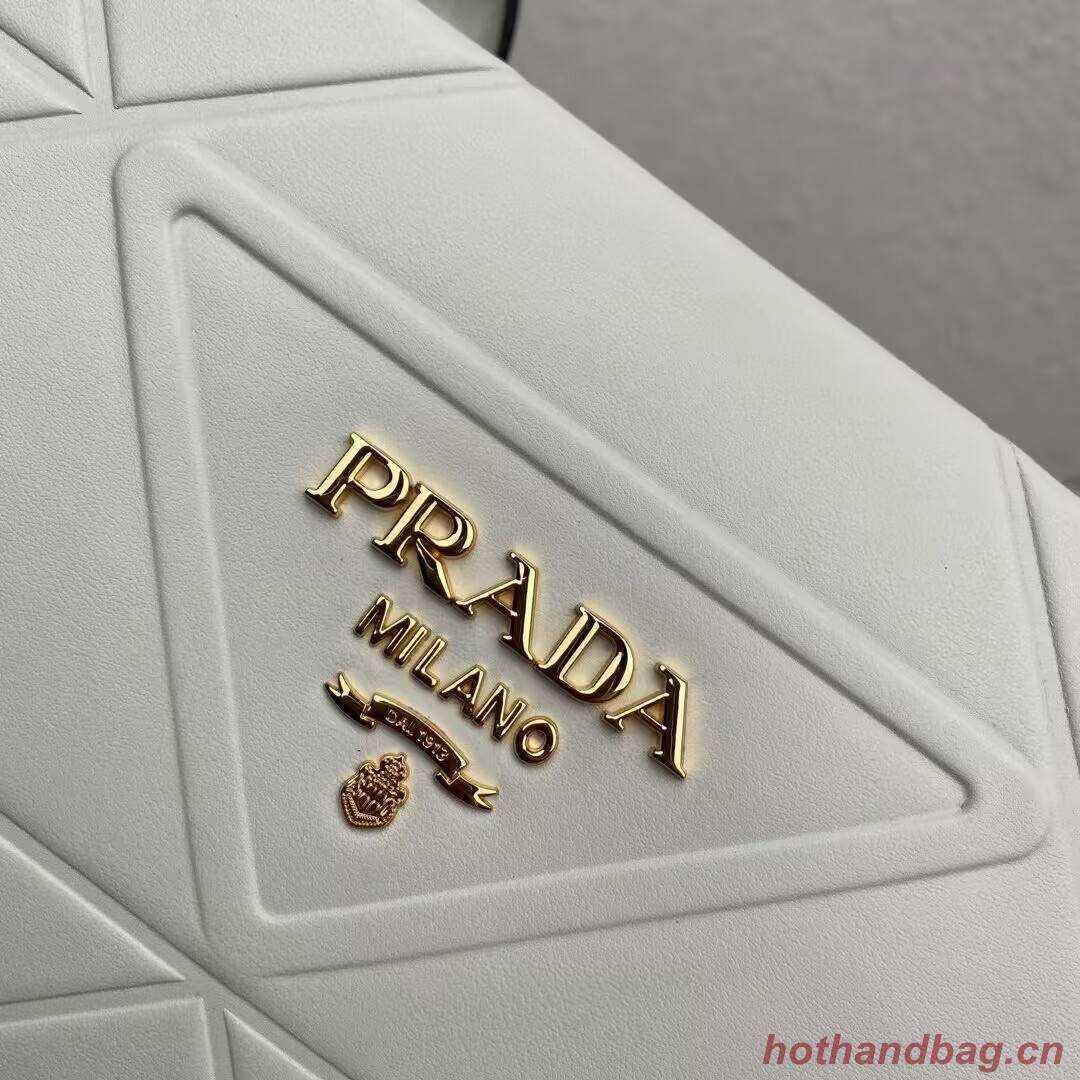 Prada Large leather Prada Symbole bag with topstitching 1BA377 WHITE Prada Large leather Prada Symbole bag with topstitching 1BA377 WHITE