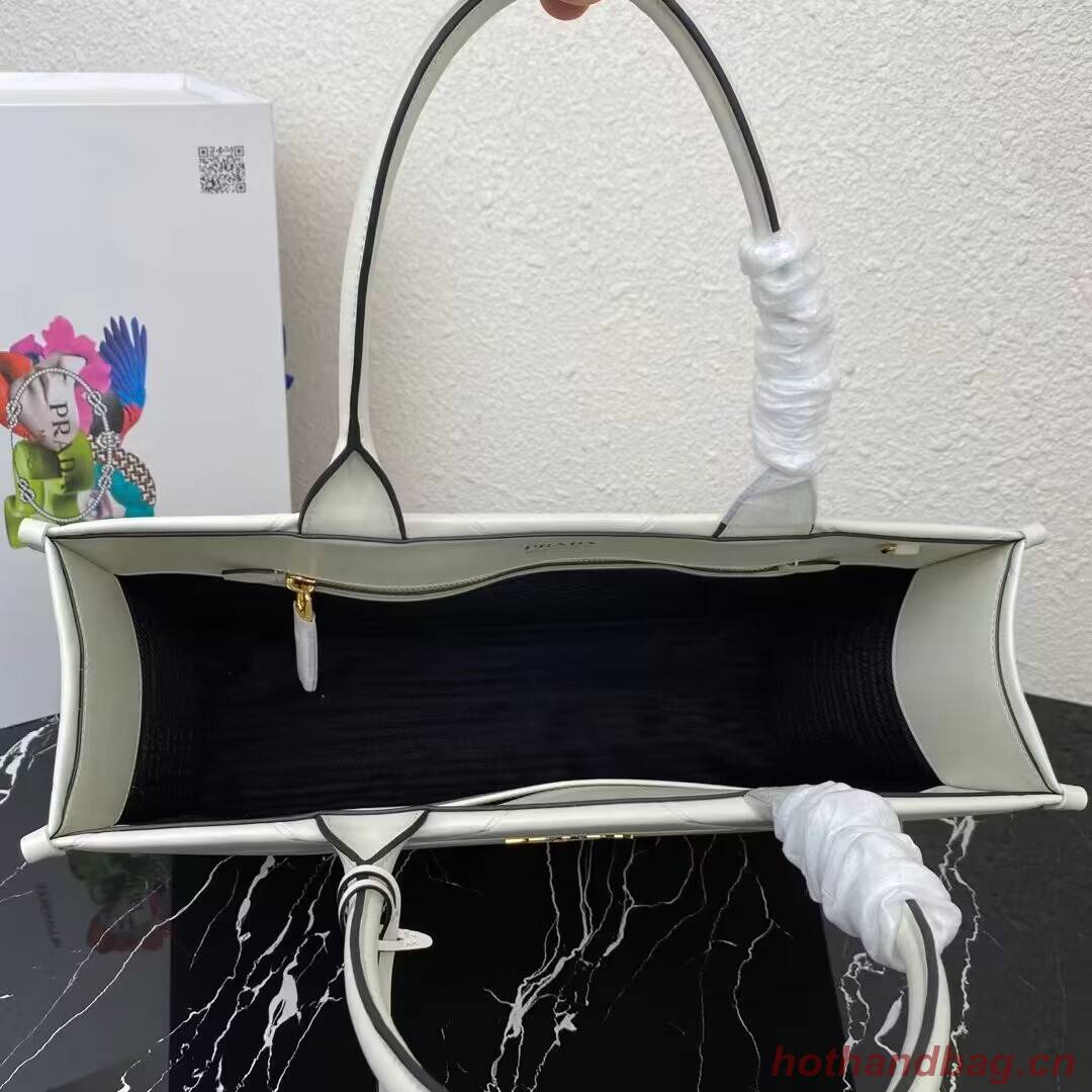 Prada Large leather Prada Symbole bag with topstitching 1BA377 WHITE Prada Large leather Prada Symbole bag with topstitching 1BA377 WHITE