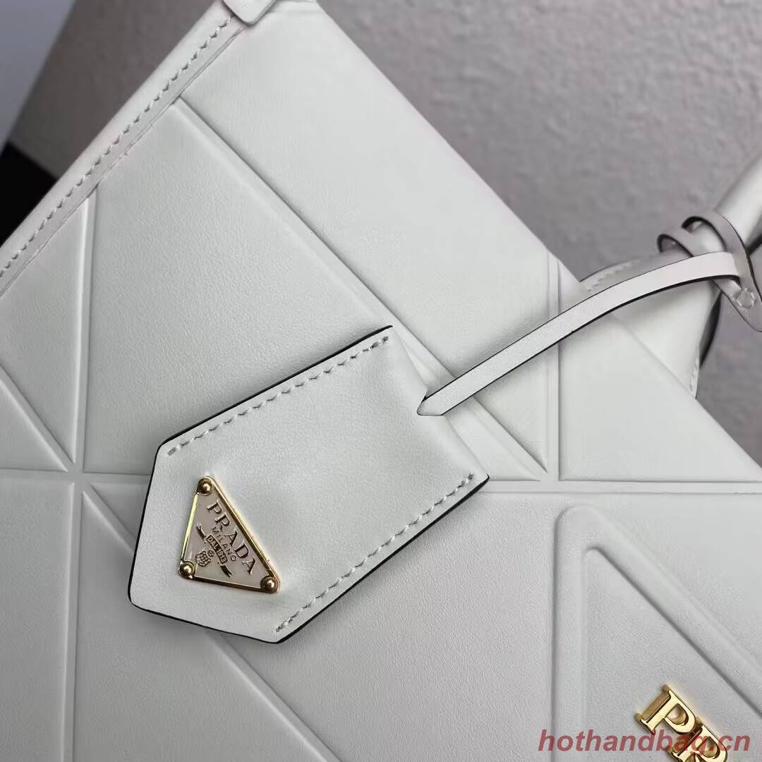 Prada Large leather Prada Symbole bag with topstitching 1BA377 WHITE Prada Large leather Prada Symbole bag with topstitching 1BA377 WHITE