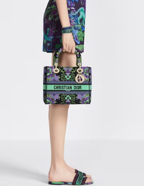 MEDIUM LADY D-LITE BAG Multicolor Dior Indian Purple Embroidery M0565OESK MEDIUM LADY D-LITE BAG Multicolor Dior Indian Purple Embroidery M0565OESK
