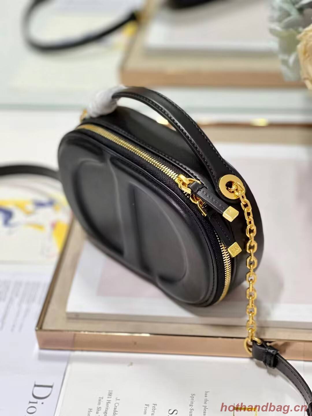 DIOR SIGNATURE OVAL CAMERA BAG Calfskin with Embossed CD Signature S2201UMFV black DIOR SIGNATURE OVAL CAMERA BAG Calfskin with Embossed CD Signature S2201UMFV black