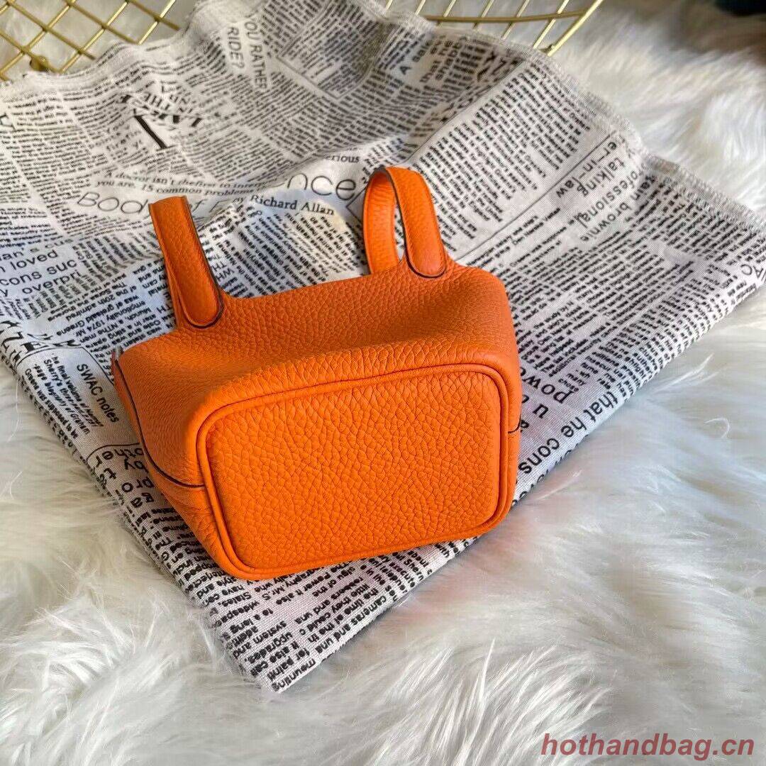 Hermes Mini Picotin 14 Lock Bags Original Togo Leather PL5302 Orange Hermes Mini Picotin 14 Lock Bags Original Togo Leather PL5302 Orange
