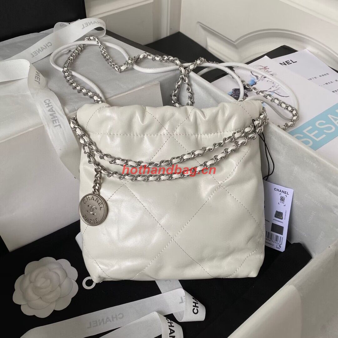 CHANEL 22 MINI HANDBAG AS3980 white & Silver Tone CHANEL 22 MINI HANDBAG AS3980 white & Silver Tone
