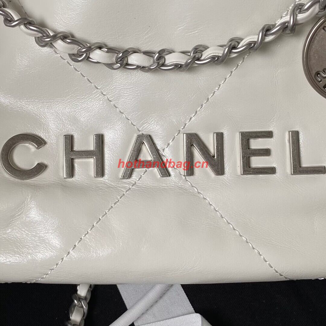 CHANEL 22 MINI HANDBAG AS3980 white & Silver Tone CHANEL 22 MINI HANDBAG AS3980 white & Silver Tone