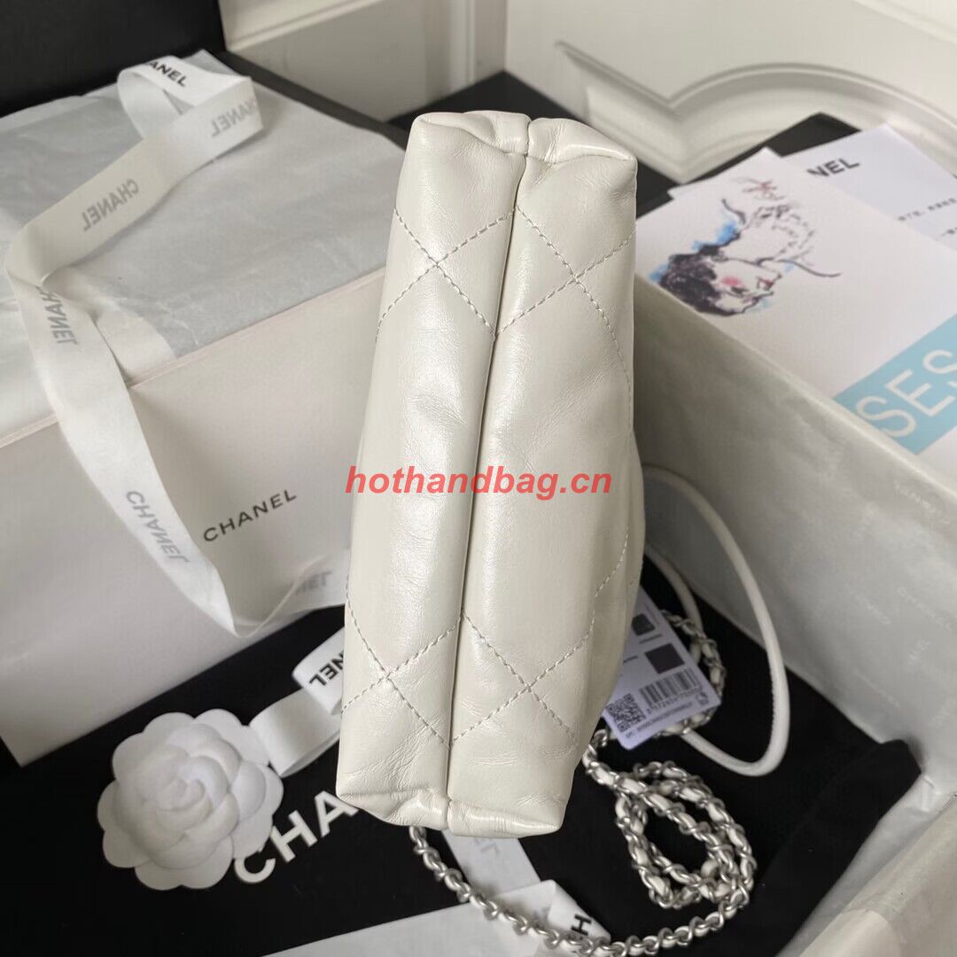 CHANEL 22 MINI HANDBAG AS3980 white & Silver Tone CHANEL 22 MINI HANDBAG AS3980 white & Silver Tone