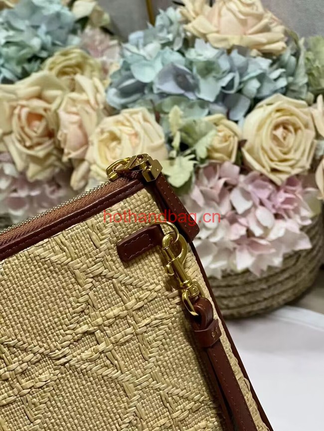 LARGE DIOR CARO DAILY POUCH Natural Cannage Raffia S5086UWHC LARGE DIOR CARO DAILY POUCH Natural Cannage Raffia S5086UWHC