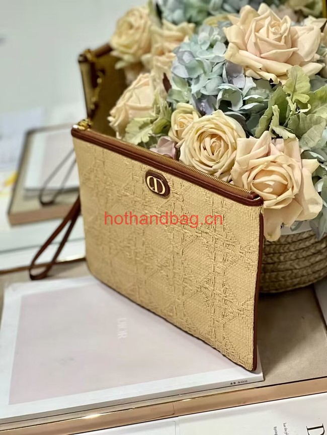 LARGE DIOR CARO DAILY POUCH Natural Cannage Raffia S5086UWHC LARGE DIOR CARO DAILY POUCH Natural Cannage Raffia S5086UWHC