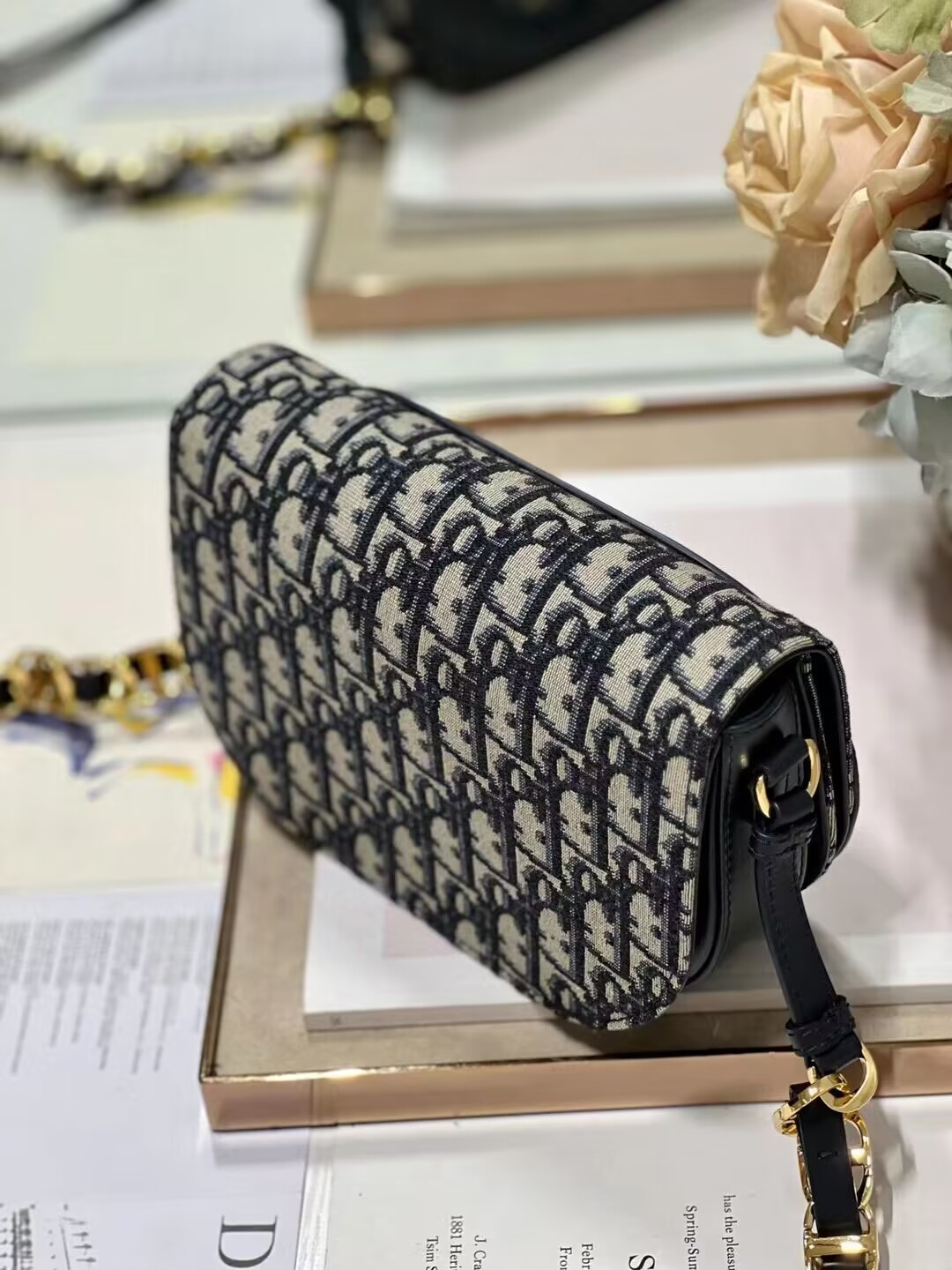 DIOR CD SIGNATURE BAG WITH STRAP Blue Dior Oblique Jacquard M9280UTZQ DIOR CD SIGNATURE BAG WITH STRAP Blue Dior Oblique Jacquard M9280UTZQ