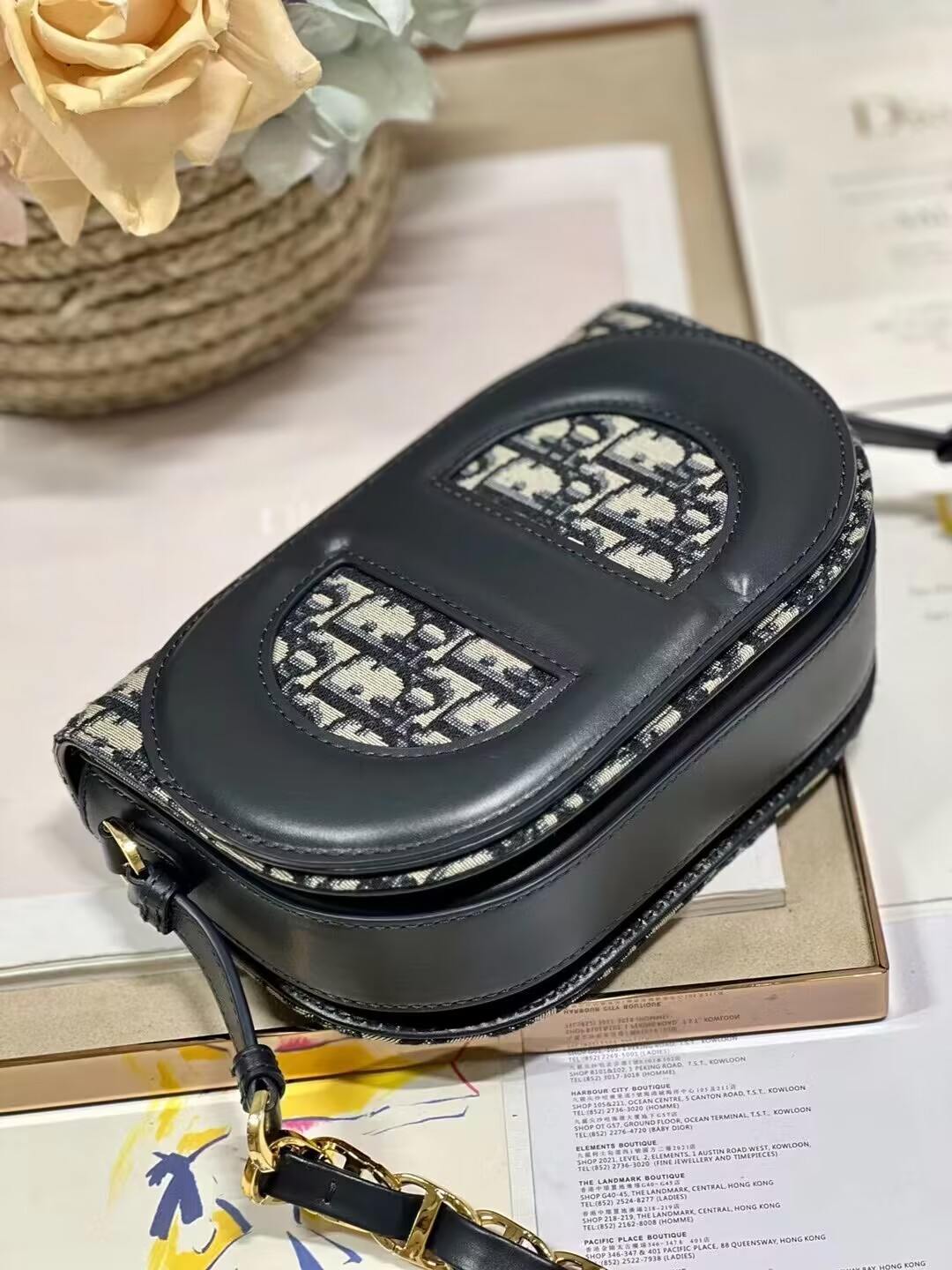 DIOR CD SIGNATURE BAG WITH STRAP Blue Dior Oblique Jacquard M9280UTZQ DIOR CD SIGNATURE BAG WITH STRAP Blue Dior Oblique Jacquard M9280UTZQ