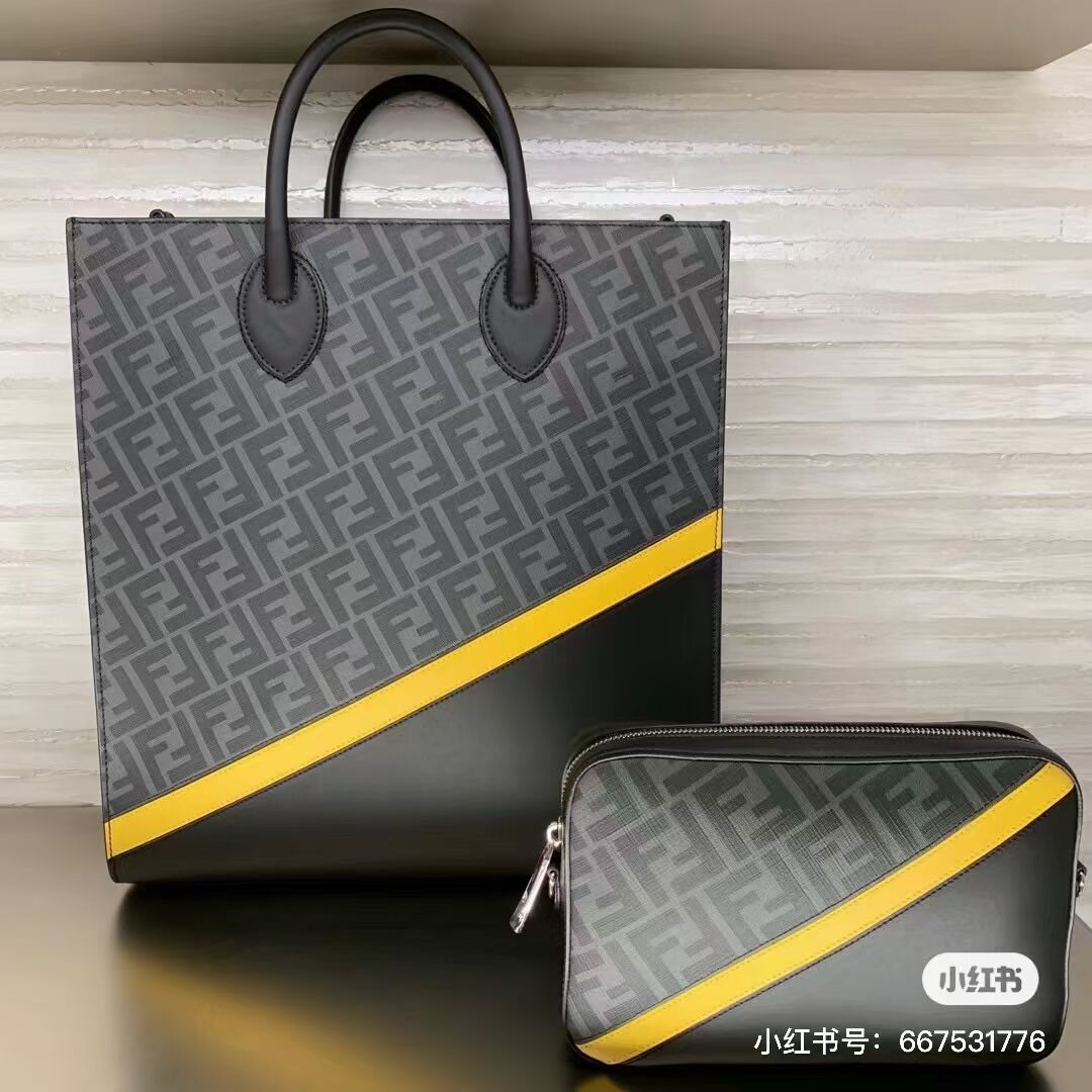 Fendi x FRGMT brown FF fabric bag Shopper F7678 black Fendi x FRGMT brown FF fabric bag Shopper F7678 black