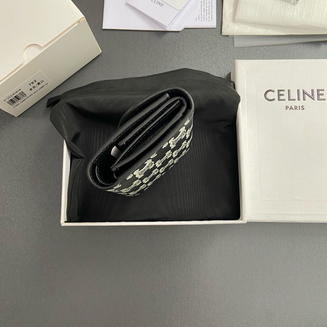 Celine SMALL WALLET TRIOMPHE IN TRIOMPHE CANVAS 10D782 BLACK Celine SMALL WALLET TRIOMPHE IN TRIOMPHE CANVAS 10D782 BLACK