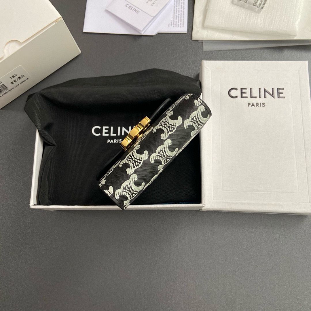 Celine SMALL WALLET TRIOMPHE IN TRIOMPHE CANVAS 10D782 BLACK Celine SMALL WALLET TRIOMPHE IN TRIOMPHE CANVAS 10D782 BLACK