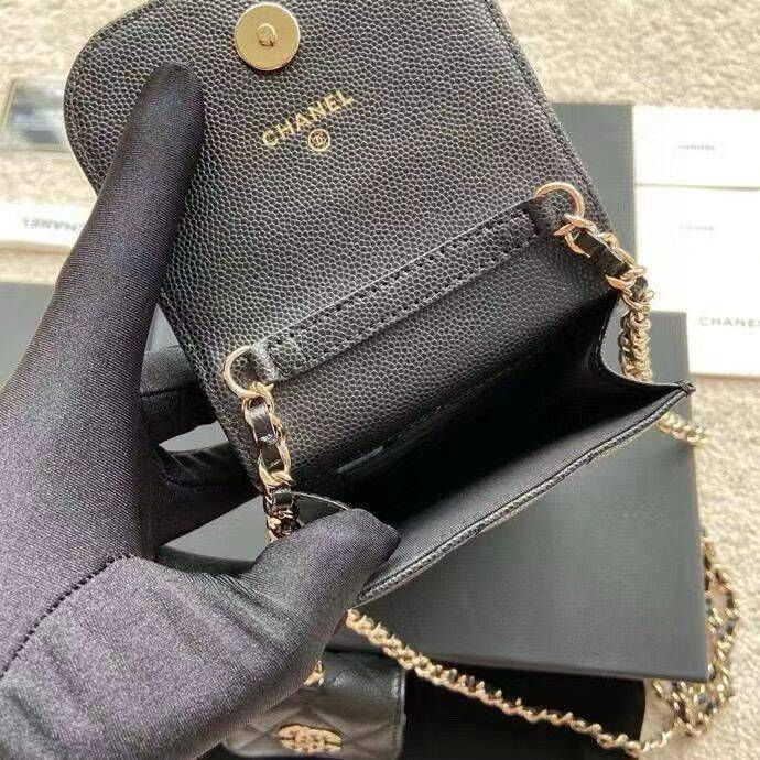 Chanel MINI FLAP PHONE CASE CAVIAR LEATHER BAG AP2742 BLACK Chanel MINI FLAP PHONE CASE CAVIAR LEATHER BAG AP2742 BLACK