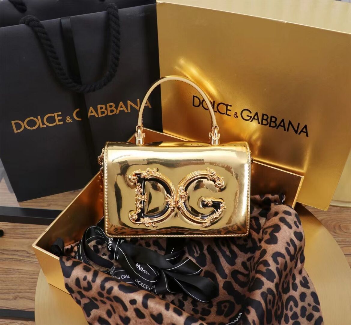 Dolce & Gabbana Patent leather Shoulder Bag G6504 gold Dolce & Gabbana Patent leather Shoulder Bag G6504 gold